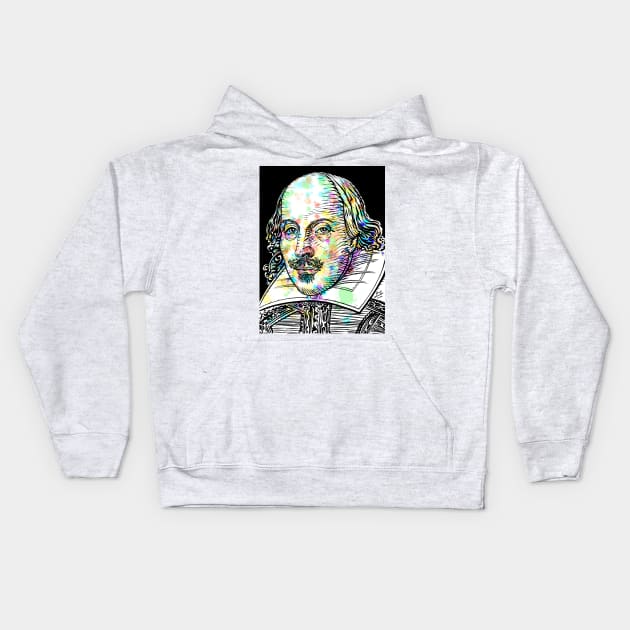 WILLIAM SHAKESPEARE watercolor and ink portrait Kids Hoodie by lautir